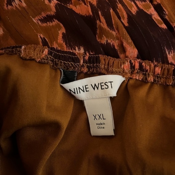 Nine West Women’s Square Neck Smocked Bodice Plus Size Blouse - Picture 4 of 6